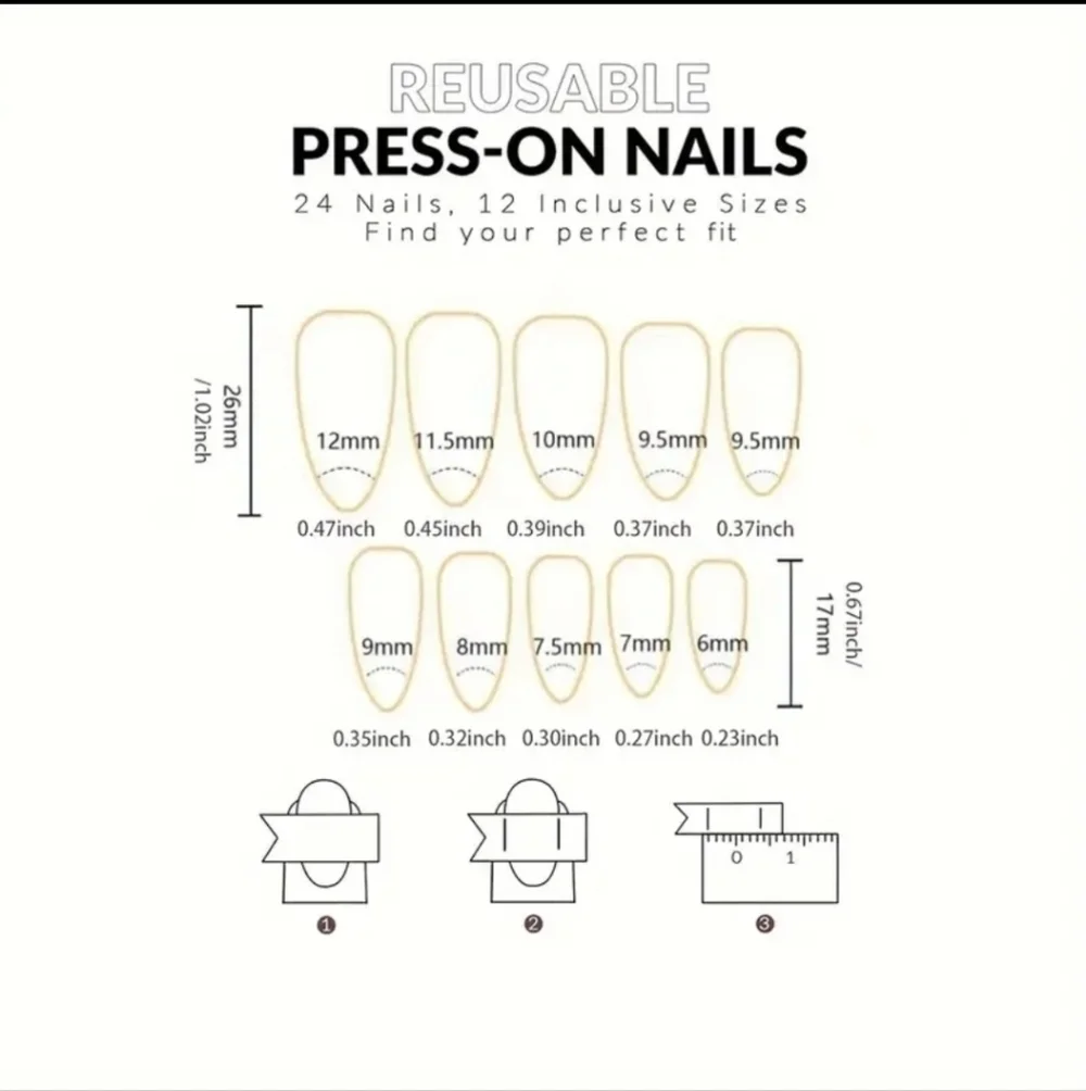24 Pieces Fake Press On Nails